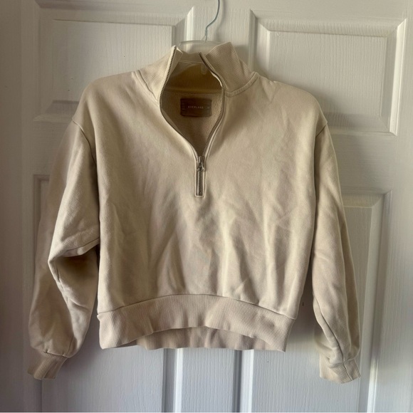 EVERLANE Cream Half Zip Sweater - Picture 4 of 4